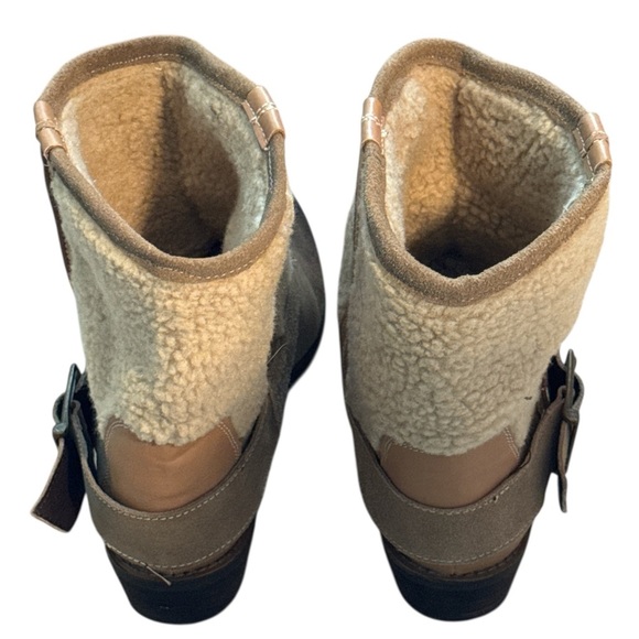 Kelsi Dagger oiled suede leather faux fur side buckle booties boots Sz 8 1/2 - Picture 7 of 12